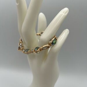 Gold and Green Beaded Bracelet